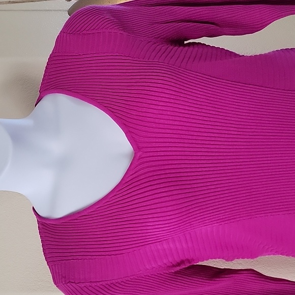 INC Ribbed Knit V Neck Long Sleeve Sweater Top Raspberry Pink size XXL NWOT - Picture 2 of 10